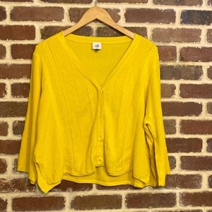 CAbi golden yellow wide arm sweater size medium